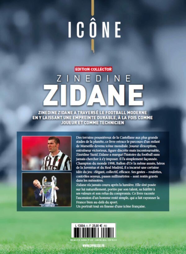 Zinedine Zidane back cover Icône Zinédine Zidane