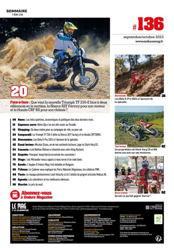 Enduro Magazine n°136 Sommaire Enduro Magazine n°136