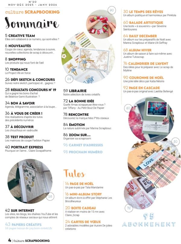 sommaire scrapbooking 20 Culture Scrapbooking n°20