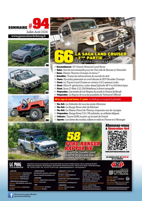 Sommaire Génération 4x4 Magazine n°94 Sommaire Génération 4x4 Magazine n°94
